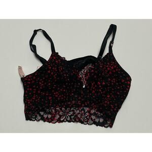 Victoria's Secret LACIE Black Sketch Heart Bralette - Size Large. NEW!